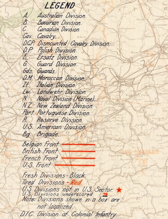 Western Front – 1918 Armistice Order of Battle Map