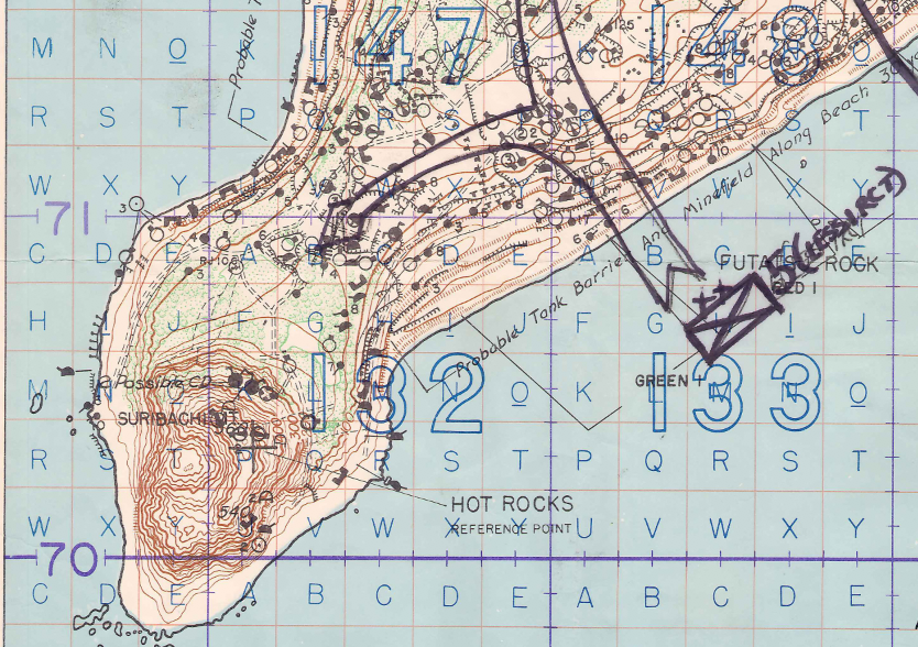 Iwo Jima, Japan – 1945 U.S. Assault Plan Battle Map