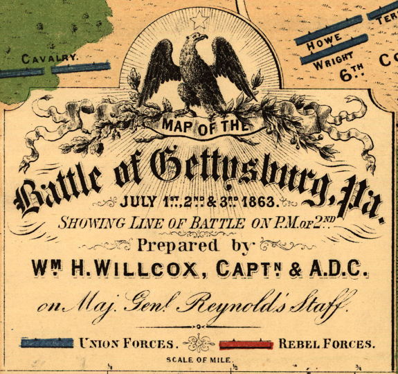 Gettysburg, Pennsylvania - July 2, 1863 Battle Map