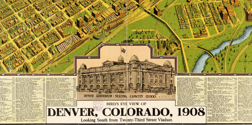 Denver, Colorado 1908 Bird's Eye View Map