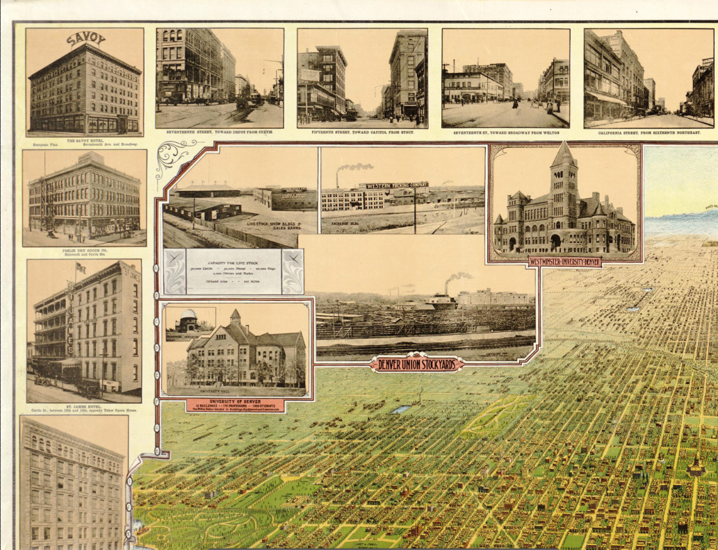 Denver, Colorado 1908 Bird's Eye View Map