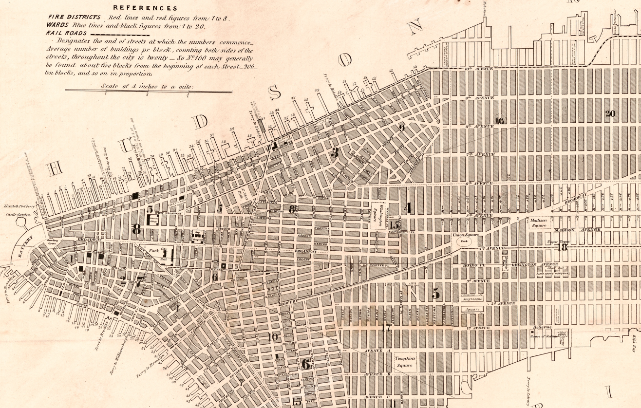 New York City - 1851 Map of Manhattan
