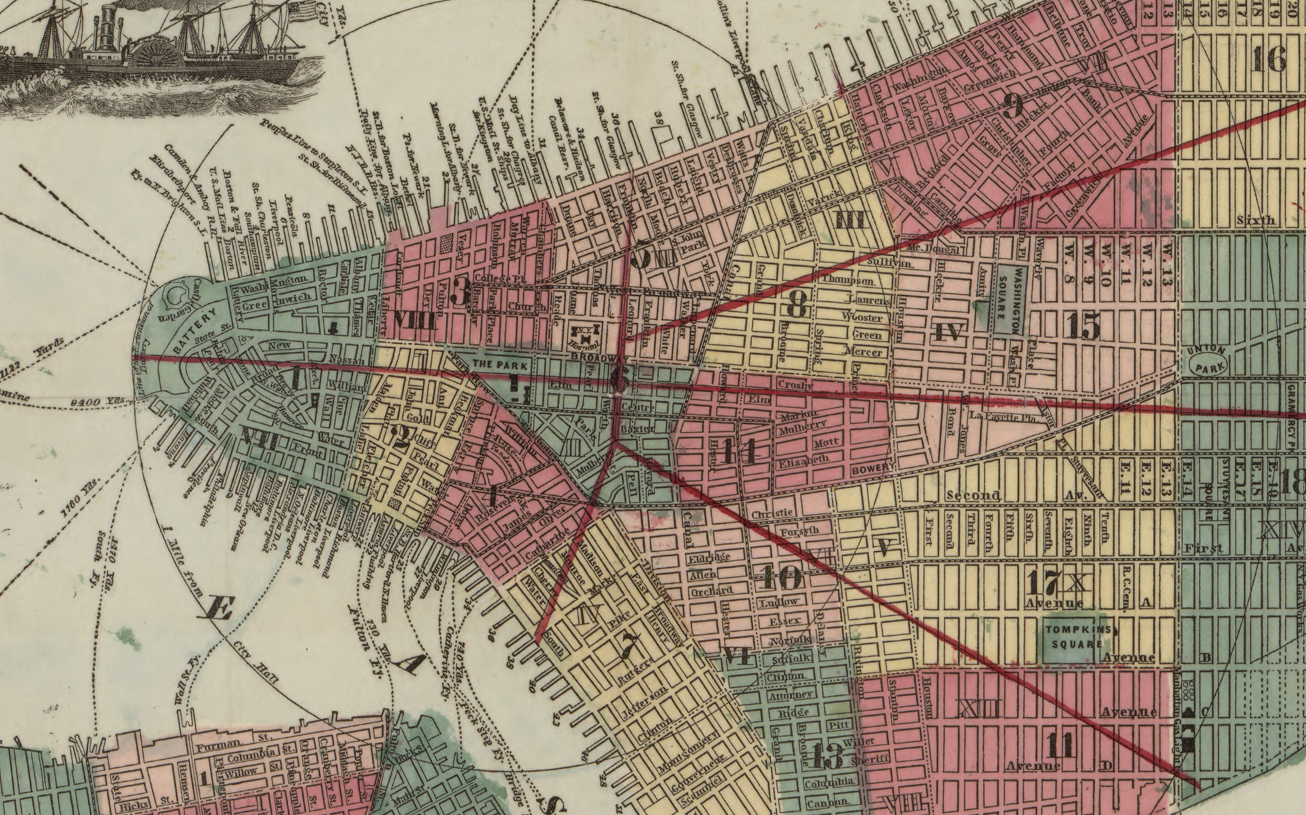 New York City - 1862 Map of Manhattan and Brooklyn