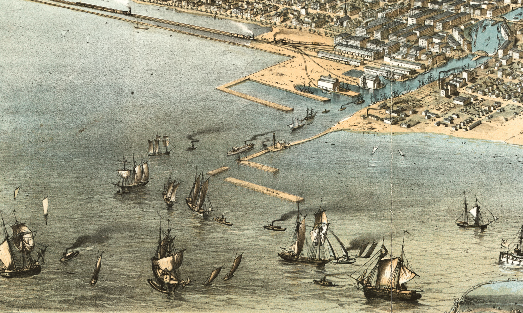Chicago, Illinois - 1868 Bird's Eye View Map
