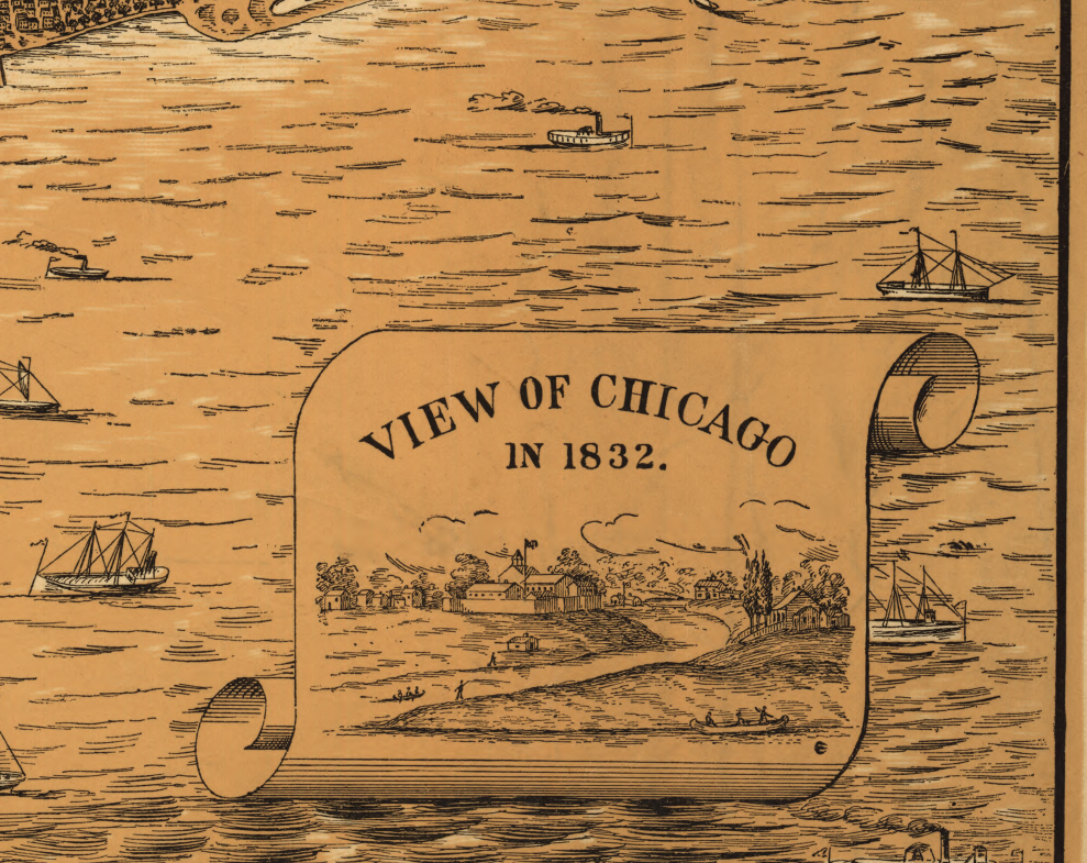 Chicago, Illinois - 1892 Bird's Eye View Map