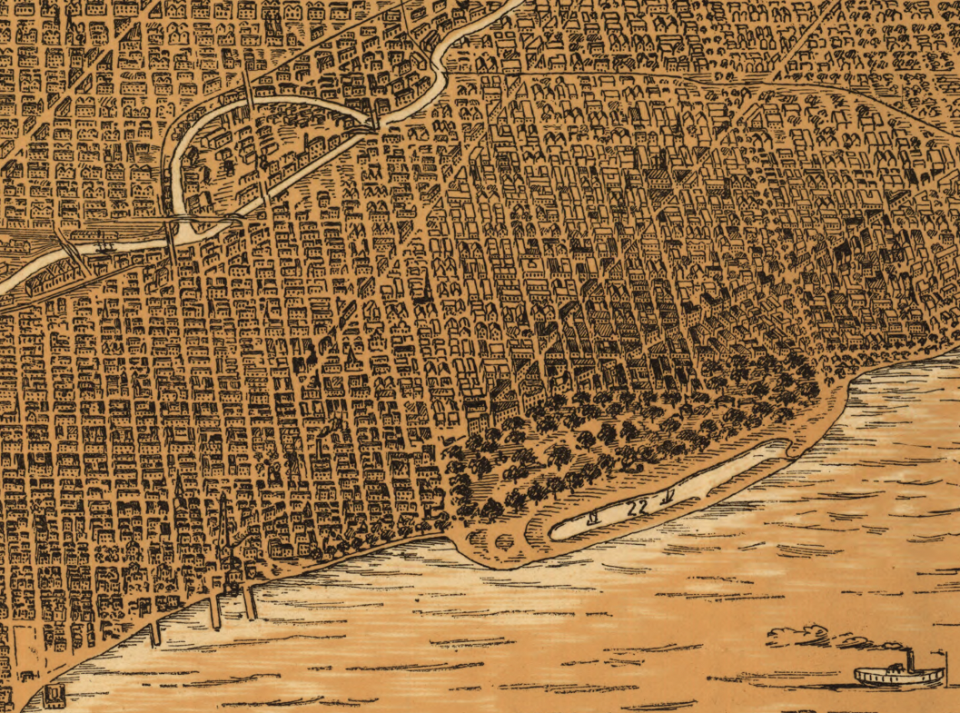 Chicago, Illinois - 1892 Bird's Eye View Map
