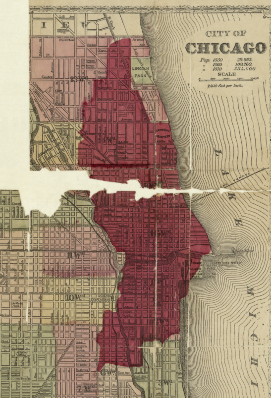 Chicago, Illinois - 1871 Fire Map