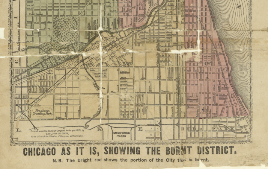 Chicago, Illinois - 1871 Fire Map