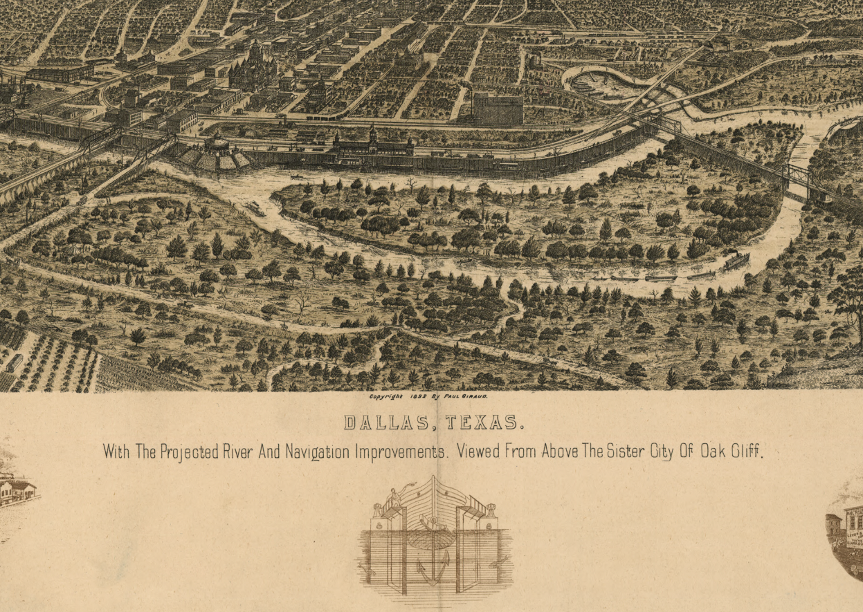 Dallas, Texas – Panoramic Bird’s-Eye View City Map