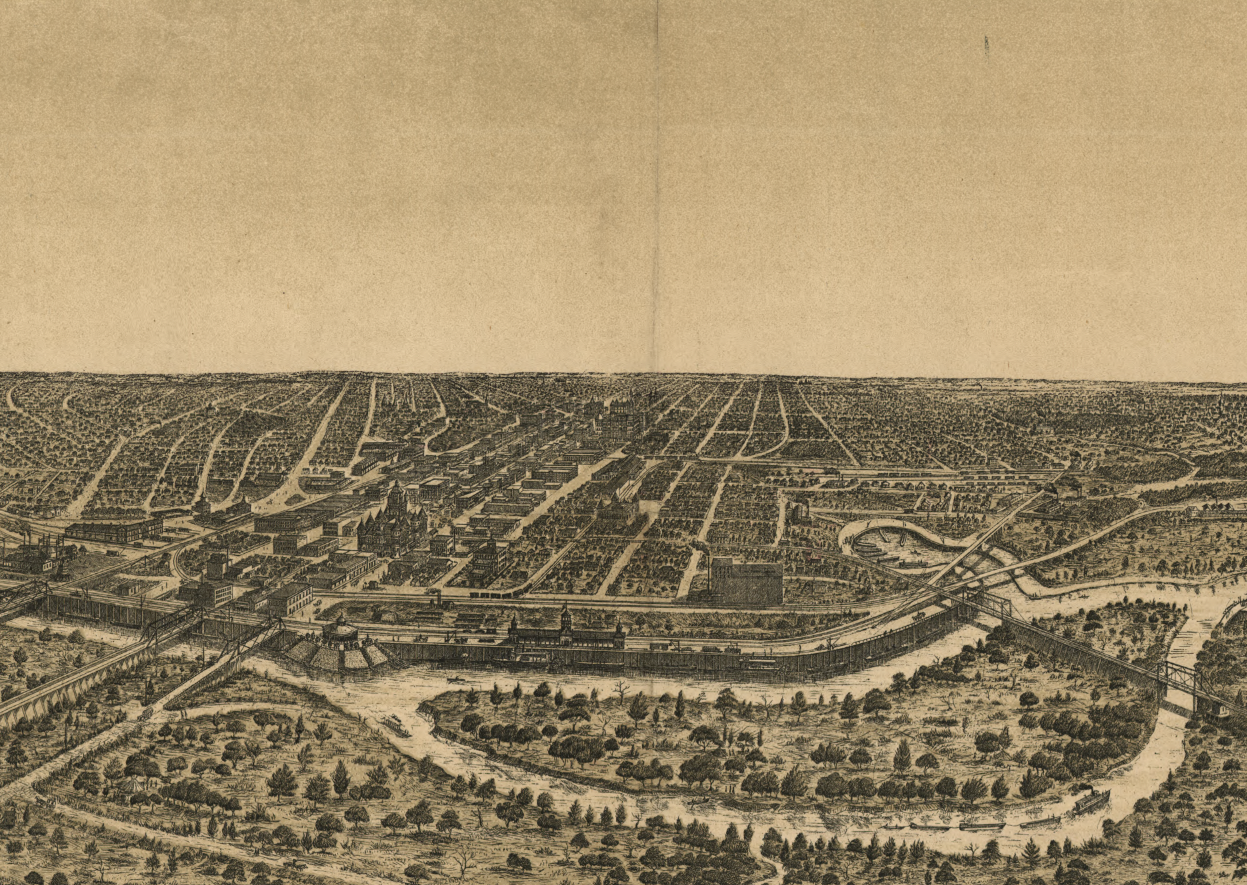 Dallas, Texas – Panoramic Bird’s-Eye View City Map