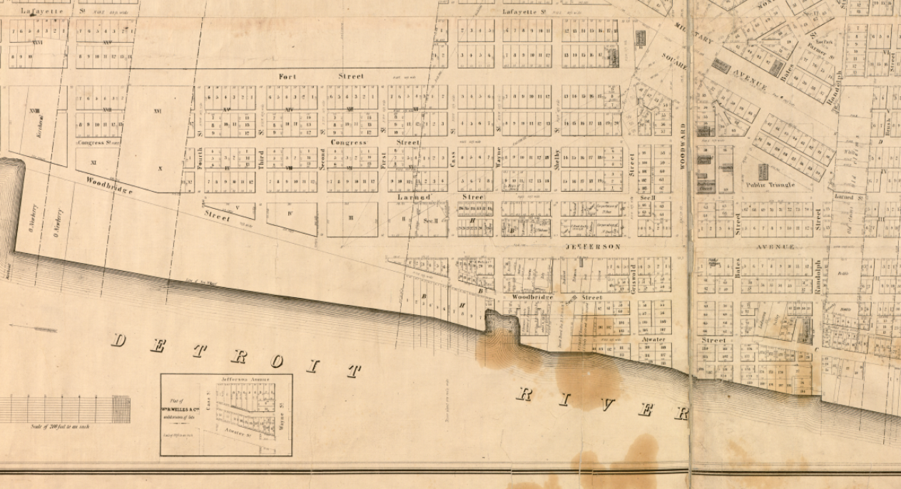 Detroit, Michigan – 1835 City Plan Map