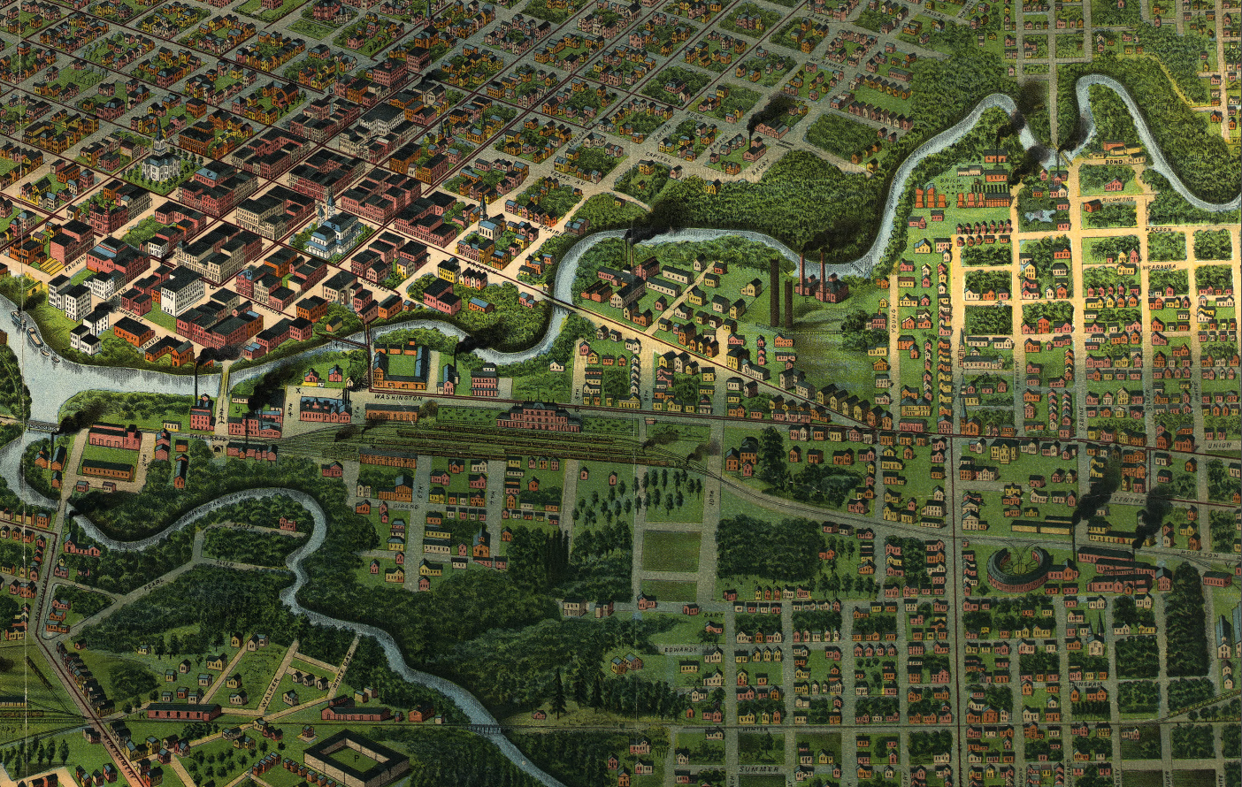 Houston, Texas – 1891 Bird’s Eye View City Map