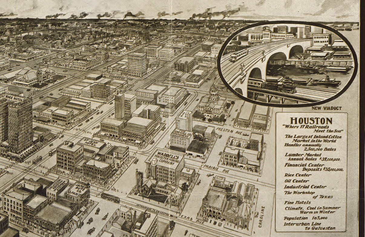 Houston, Texas – 1912 “Houston: A Modern City” Bird’s Eye View Map