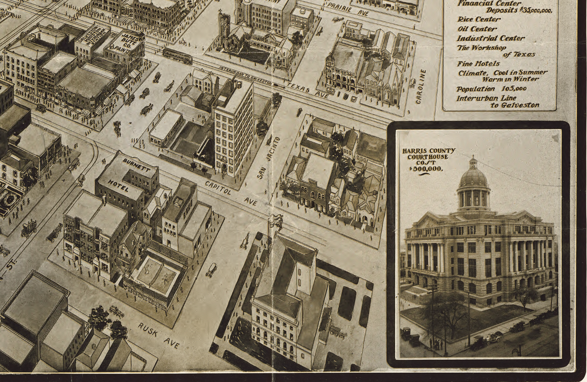 Houston, Texas – 1912 “Houston: A Modern City” Bird’s Eye View Map