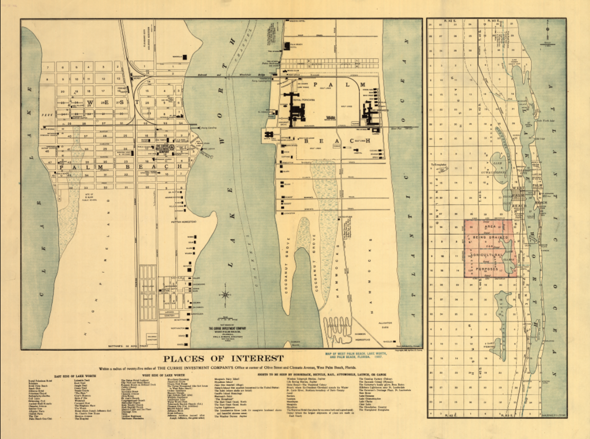 West Palm Beach, Florida – Early City and Lake Worth Development Map
