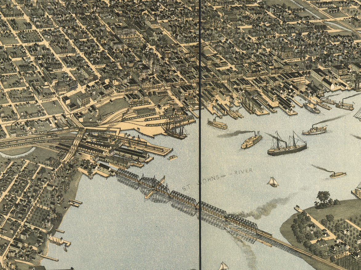 Jacksonville, Florida – Bird’s-Eye View 1893 City Map