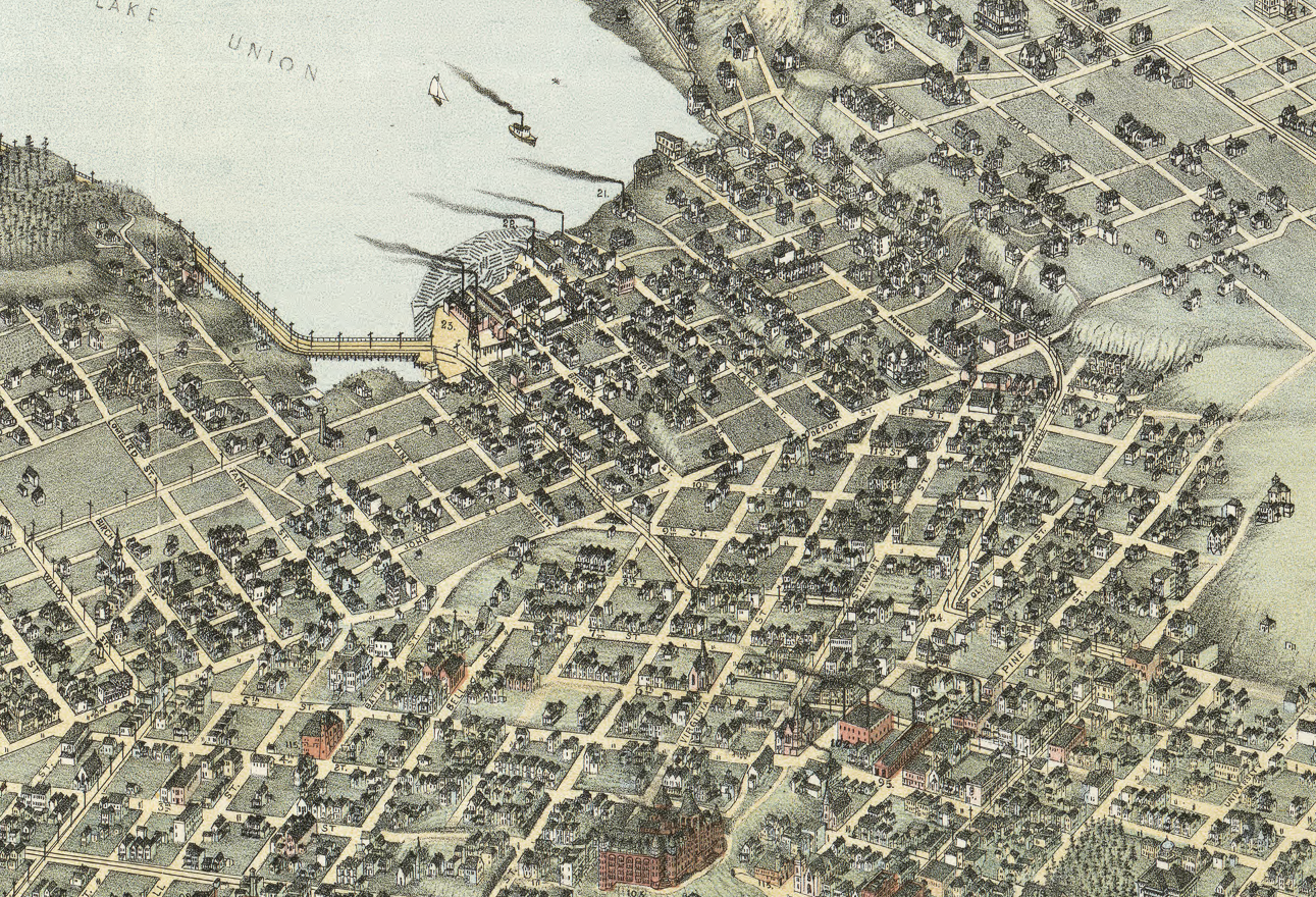 Seattle, Washington – 1891 Bird’s Eye View Map