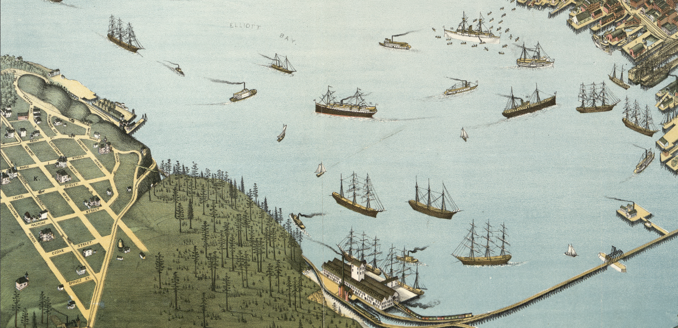Seattle, Washington – 1891 Bird’s Eye View Map