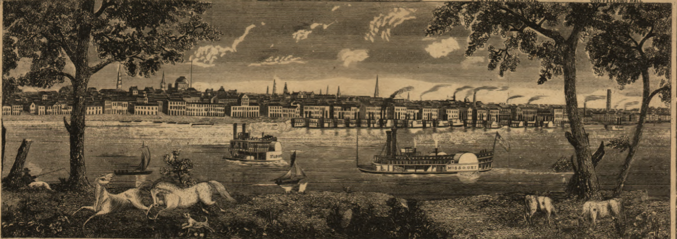 St. Louis, Missouri – 1848 City View and Plan Map