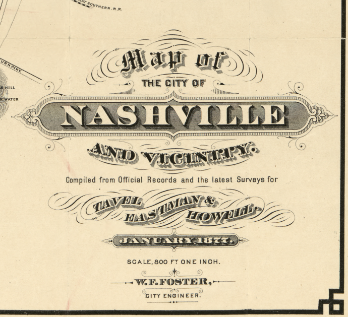 Nashville, Tennessee – 1877 City and Vicinity Map