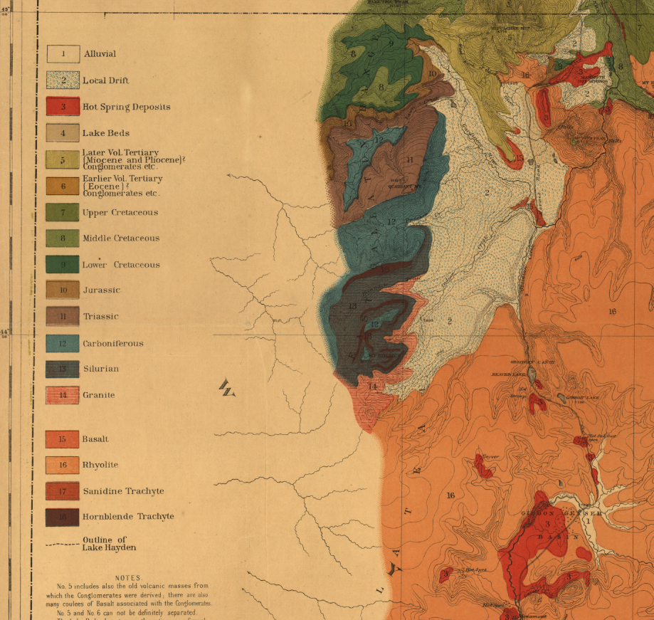 Yellowstone National Park – 1878 Preliminary Geological Map