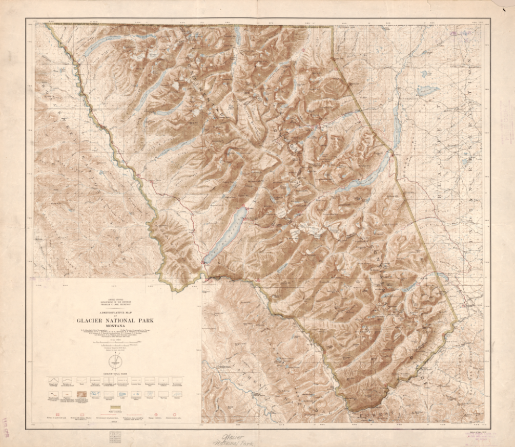 Glacier National Park, Montana – 1915 Administrative Map