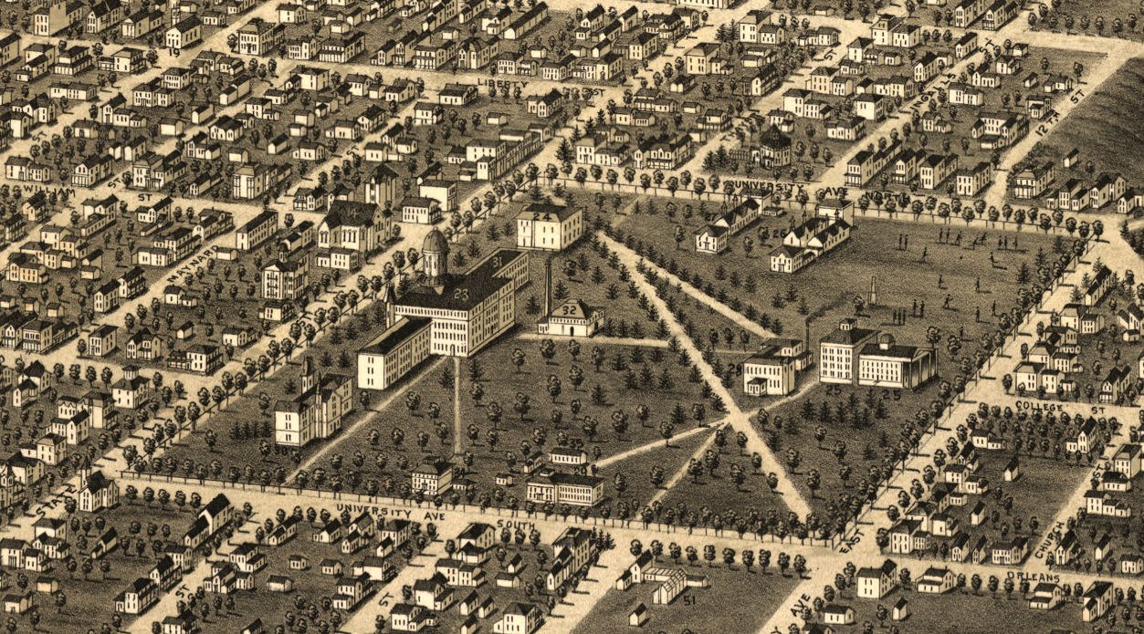 Ann Arbor, Michigan – 1880 Panoramic View Featuring the University of Michigan