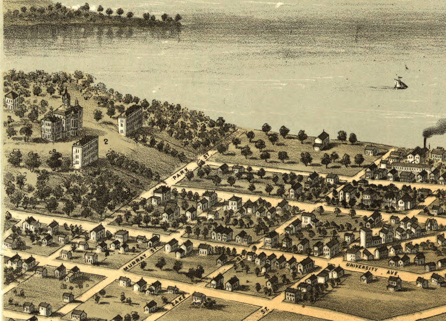 Madison, Wisconsin – 1867 Panoramic View Featuring the Wisconsin State Capitol and University