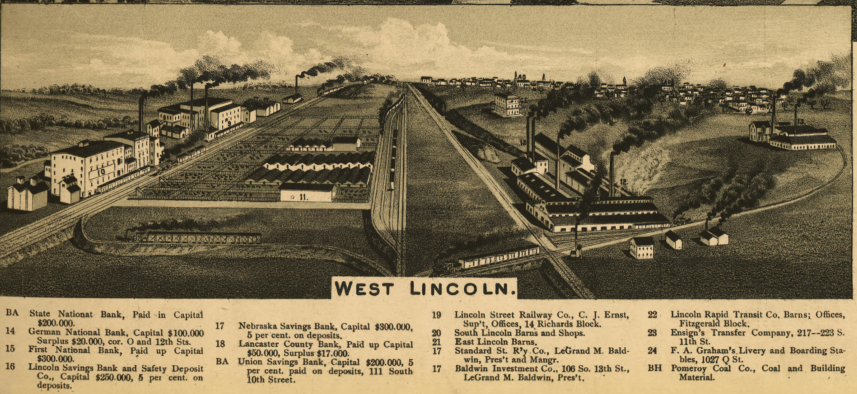 Lincoln, Nebraska – 1889 Panoramic Bird’s-Eye View of the State Capitol and University