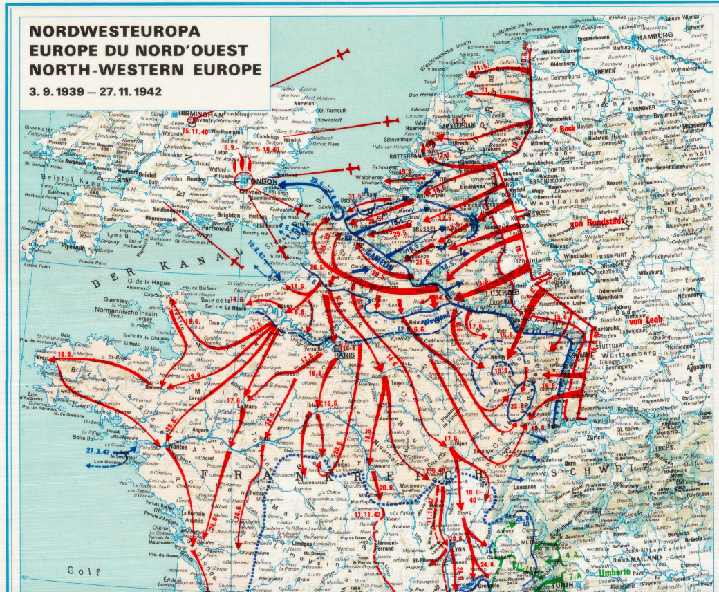 Battle Archives Map 28x20 European Theater of Operations 1939-1945