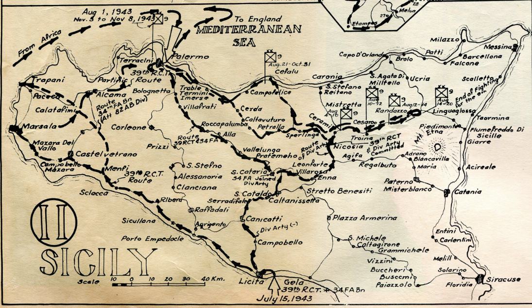 European Campaign of the 9th Infantry Division – World War II Campaign Map