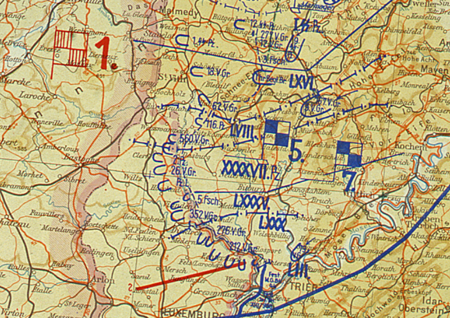 Ardennes Counteroffensive – 17 December 1944 German Front Lines Battle Map