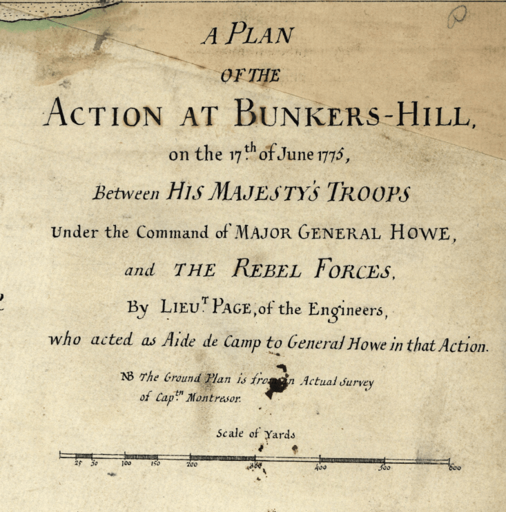 Battle Archives Map Bunker Hill, Massachusetts 1775 British Battle Map