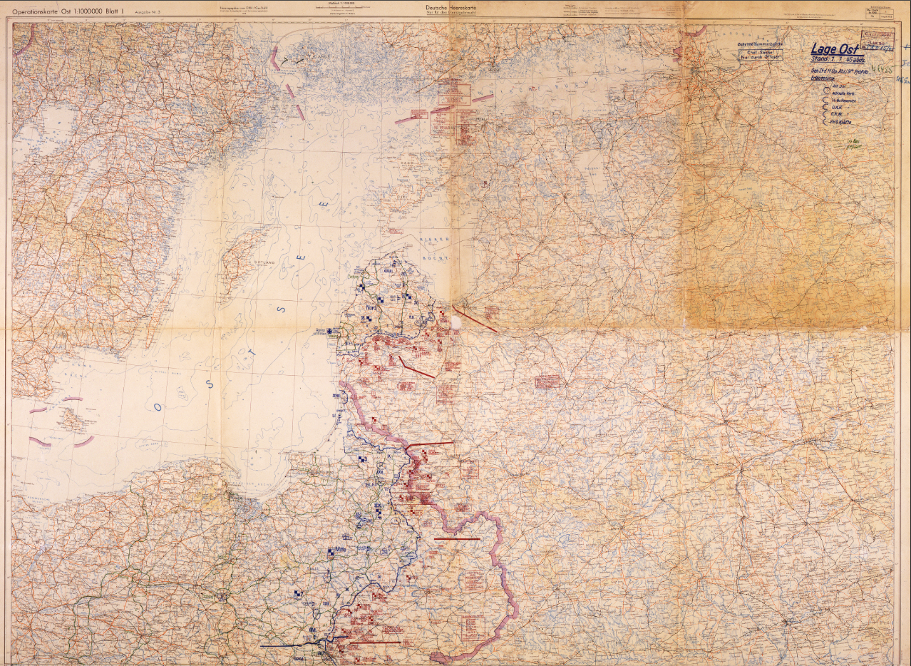 Eastern Front 1945 with Courland Pocket German Battle Map
