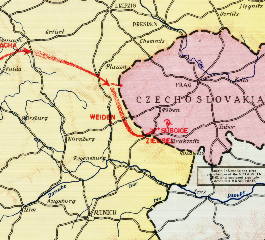 Battle Archives Map European Campaign, 90th Infantry Division