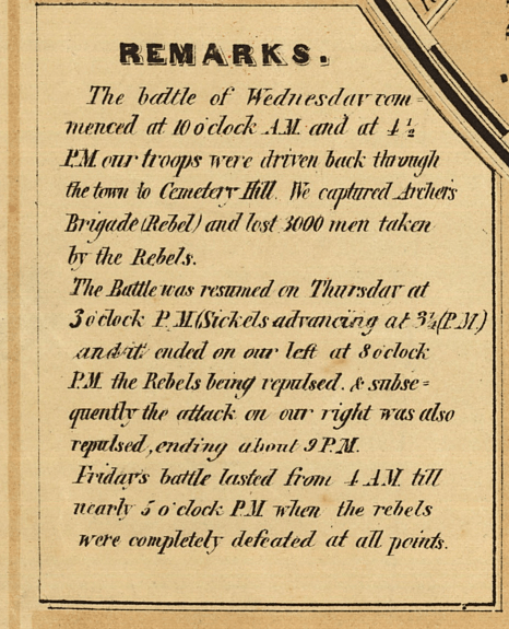 Battle Archives Map Gettysburg Color Battle Map of 1-3 July