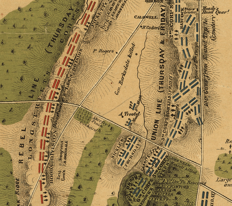 Battle Archives Map Gettysburg Color Battle Map of 1-3 July