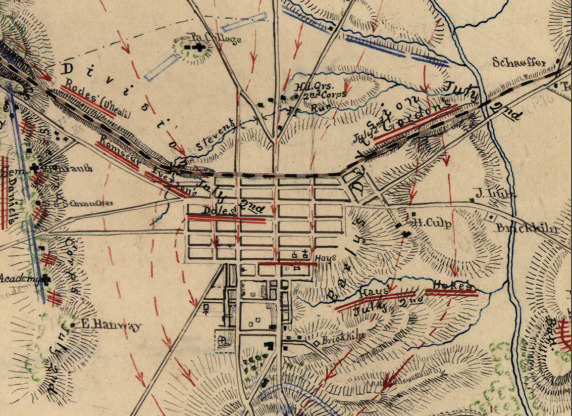 Gettysburg Confederate Map with Movements Battle Map