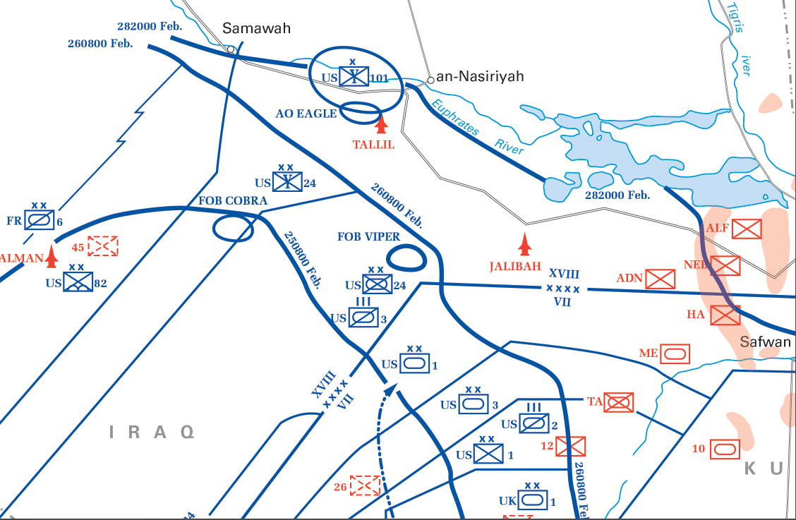 Battle Archives Map Gulf War 1991 Land Operations Battle Map