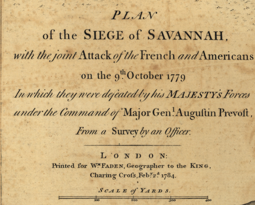 Battle Archives Map Savannah, Georgia #1 (1779)
