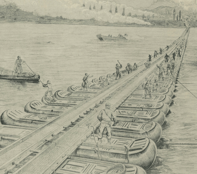 Battle Archives Map The Beer Bridge (Crossing the Rhine at Bonn) Drawing