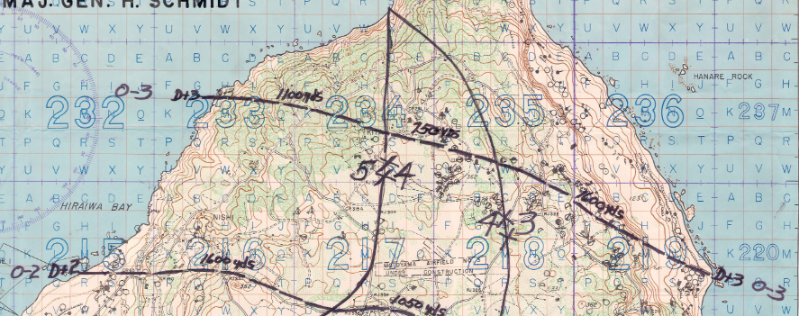 Iwo Jima, Japan – 1945 U.S. Assault Plan Battle Map