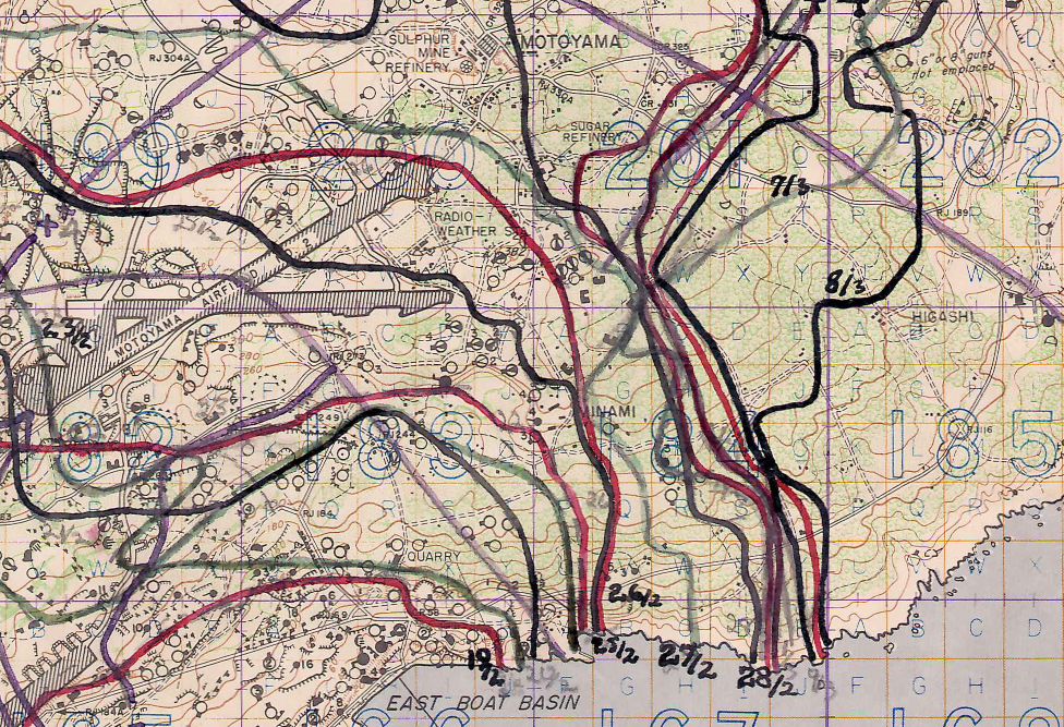 Iwo Jima, Japan – 1945 Front Line Progression Battle Map