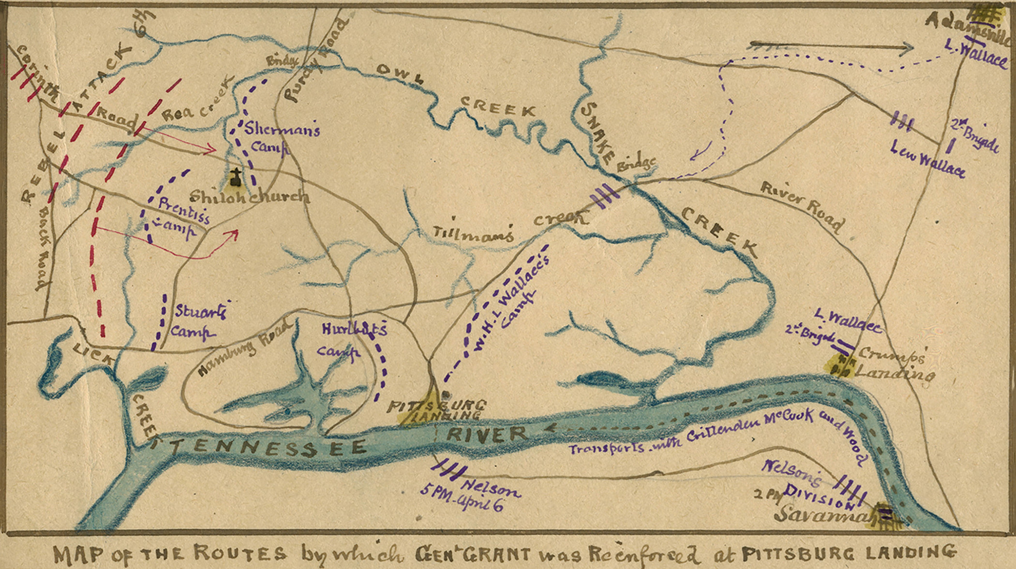 Shiloh, Tennessee – April 1862 Battle Map