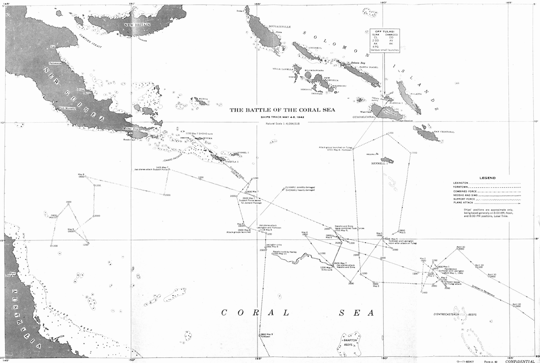 Coral Sea Naval Engagement Battle Map – May 1942