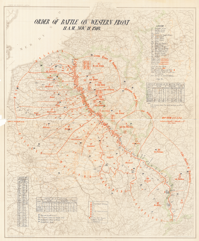 Western Front – 1918 Armistice Order of Battle Map
