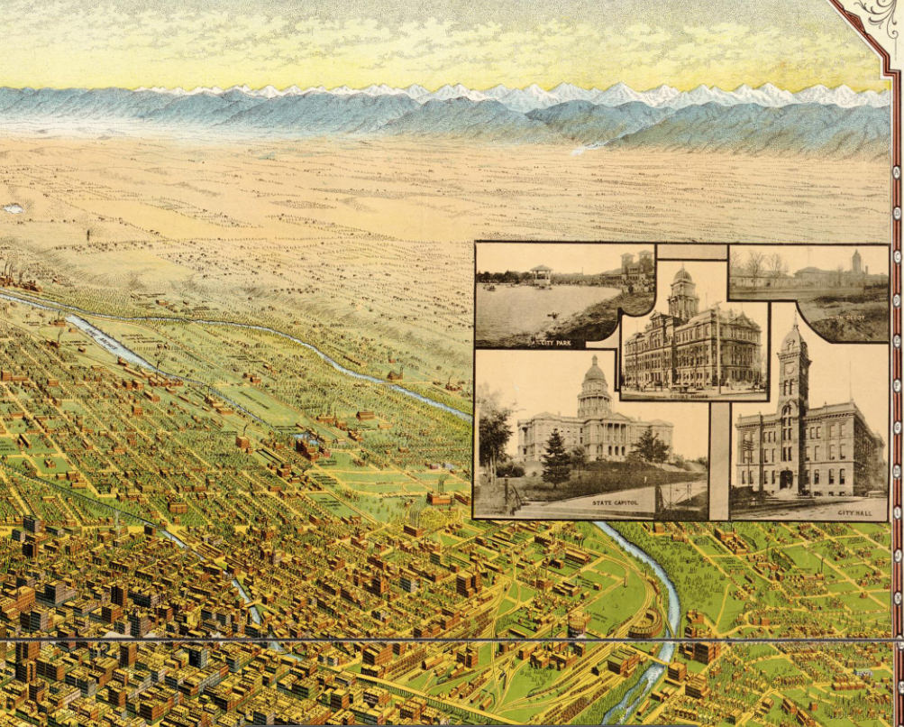 Denver, Colorado 1908 Bird's Eye View Map