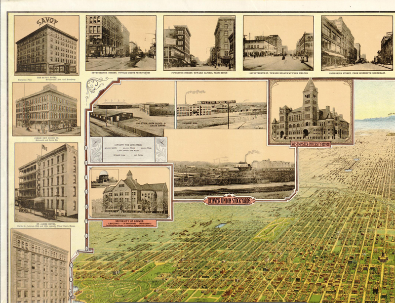 Denver, Colorado 1908 Bird's Eye View Map