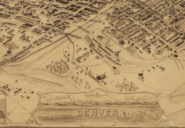 Denver, Colorado - 1881 Bird's Eye View Map