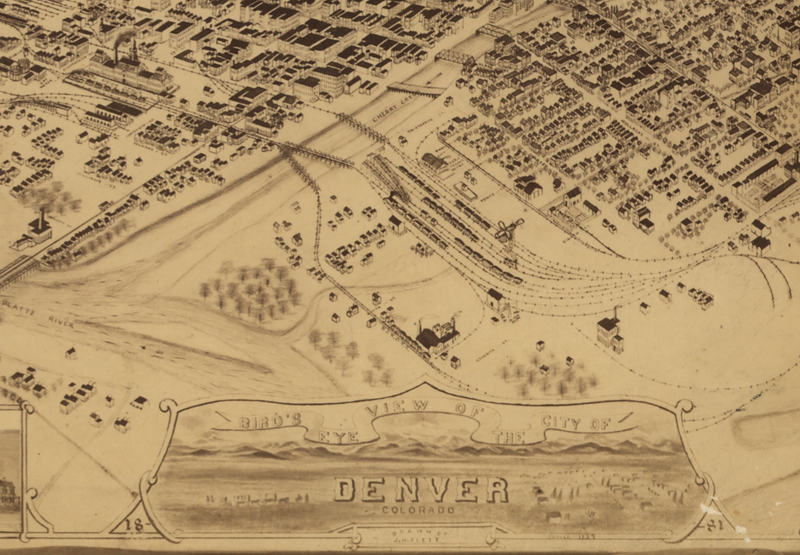 Denver, Colorado - 1881 Bird's Eye View Map